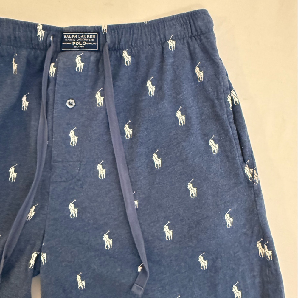 Polo Ralph Lauren Men's Navy All Over Pony Print Jersey Knit Sleep Shorts Size M - Picture 3 of 8